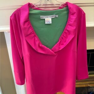 Gretchen Scott Designs Vibrant Pink and Green Top